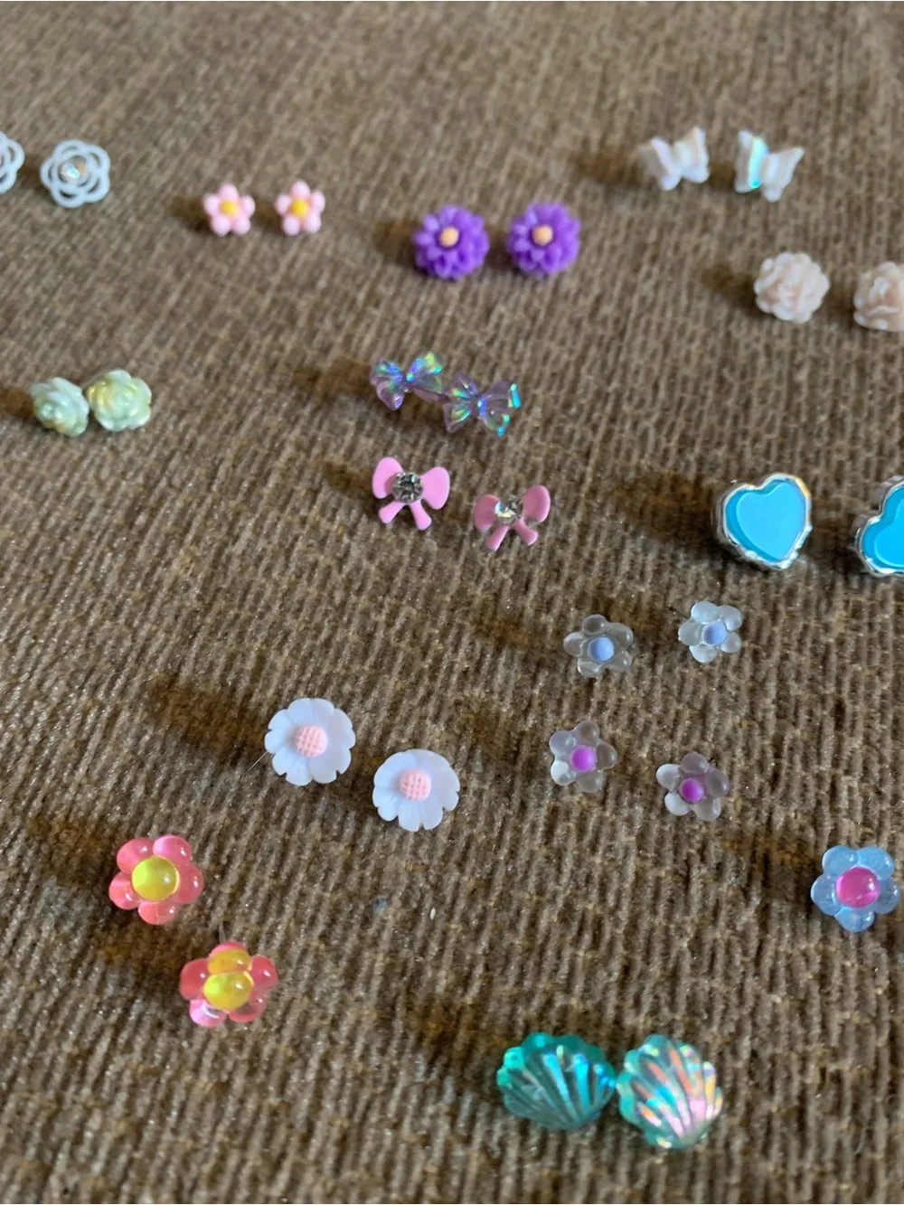 Assorted Girls' Pastel Stud 22 Pair Earring Set - Blue, Pink, Purple, White
